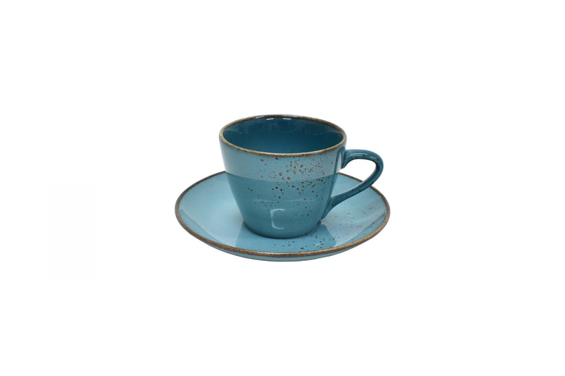 CHANTRICE GOLD SPLATTERED TEA CUP & SAUCER TURQUOISE