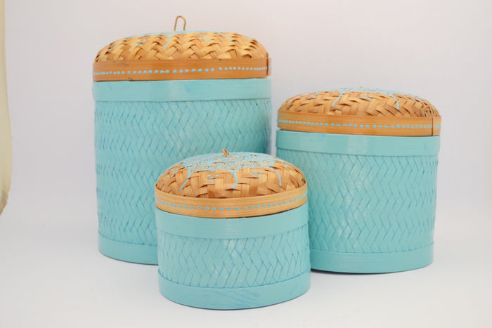 Basket Bamboo Roti Painted Set 17 Large/Medium/Small