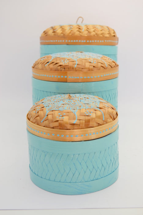 Basket Bamboo Roti Painted Set 17 Large/Medium/Small